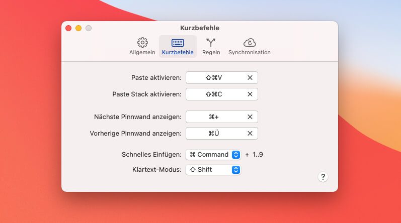 Effektiv arbeitet man mit Paste besonders dann, wenn man sich die passenden Tastenkürzel einprägt, um schnellen Zugriff auf die Pinwand oder auf die Funktion "Schnelles Einfügen" zu haben.