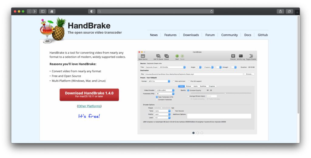 Der HandBrake 1.4.0 Download steht ab macOS 10.11 sowie für Windows und Linux bereit. Die kostenlose App hilft dabei, DVD-Filme auf die Festplatte zu kopieren und Videos zu konvertieren.