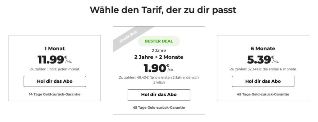 On the linked promotion page, you can secure the Virtual Private Network for your devices and browsers for only 1,90 € per month. You can take advantage of the offer for 26 months, then the regular price will apply again.