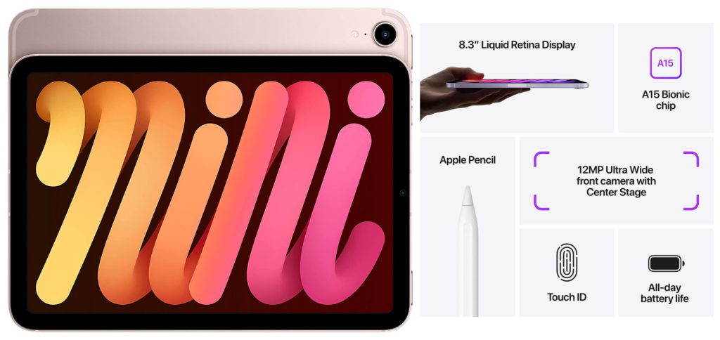 Mit dem Apple iPad mini 6 aus 2021 holt ihr euch ein leistungsstarkes, mit USB-C ausgestattetes und mit dem Apple Pencil 2 kompatibles Tablet. Es ist das erste mit A15 Bionic Chip.