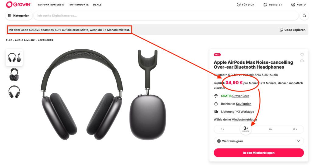 Nie wiem, jak długo ta oferta jest ważna, ale obecnie możesz wypożyczyć AirPods Max za niecałe 55 euro na 3 miesiące – dużo czasu, aby sprawdzić, czy mimo wszystko chcesz kupić te rzeczy.