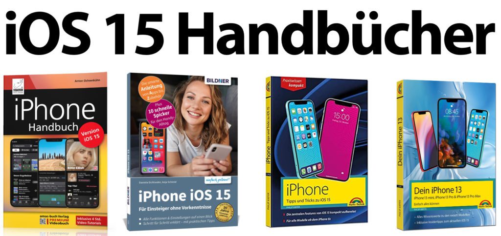 Neben dem neuen iOS 15 Handbuch von Anton Ochsenkühn, das wieder 4 Stunden Videomaterial bereithält, gibt es auch iPhone-Anleitungen fürs neue Betriebssystem von Daniela Eichlseder, Anja Schmid und Philip Kiefer.