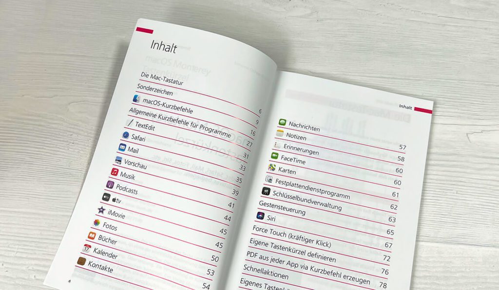 Auf fast 90 Seiten beherbergt das Buch jede Menge Tastenkombinationen für Apple Programme und natürlich auch für den Finder selbst.