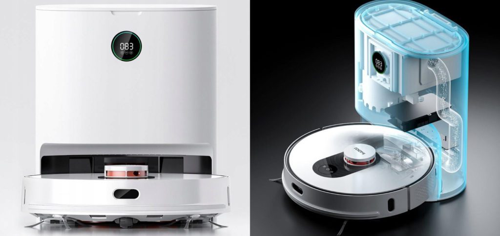 The Xiaomi ROIDMI EVE Plus is a vacuum and floor mopping robot with a charging station that can empty the dust bag. In the process, ingested animal hair and other dirt are sterilized and the odor is neutralized. The robot vacuum cleaner is specially made for households with pets.