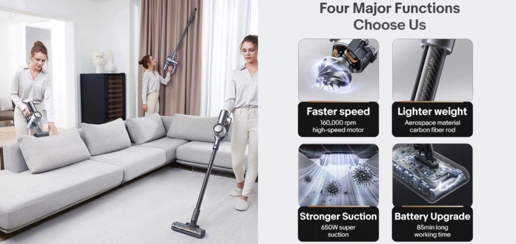 The Dreame V12 Pro cordless vacuum cleaner can soon be bought at a strong discount. Then you get a cleaning aid with 32 kPA suction power, 85 minutes of battery life and various attachments for floors, carpets and textiles.