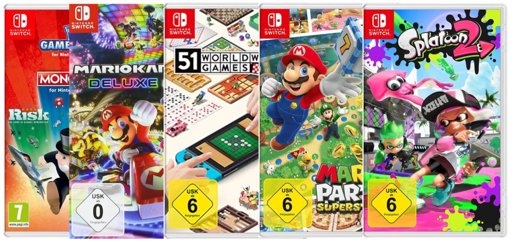 Diese fünf Spiele sowie weitere Empfehlungen findet ihr im Folgenden als Gesellschafts- und Familien-Spiele für die Nintendo Switch.