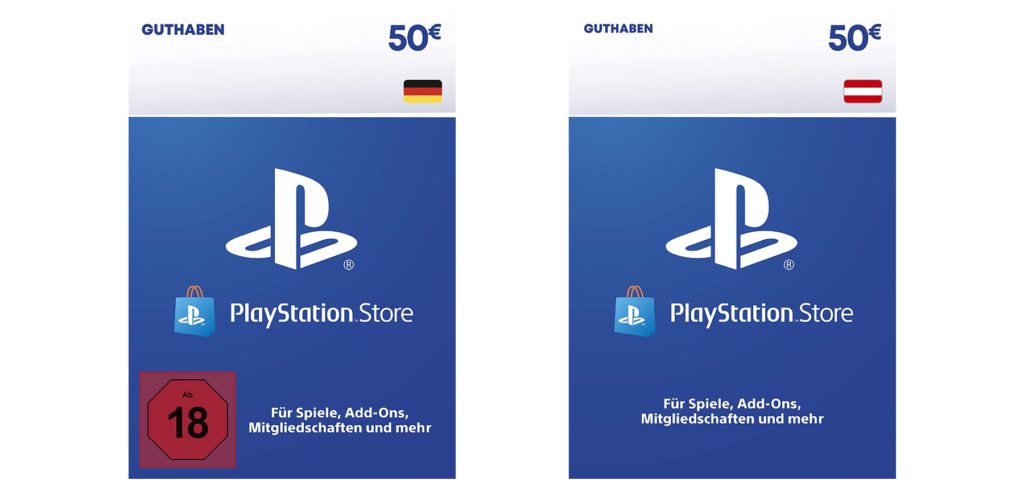 PlayStation Guthaben für den PSN Store und neue Spiele auf der PS4 oder PS5 gibt es u. a. bei Amazon. Dort könnt ihr von 5 bis 100 Euro verschiedene Beträge auswählen – aber dabei auf den Einsatzort achten, Deutschland oder Österreich.