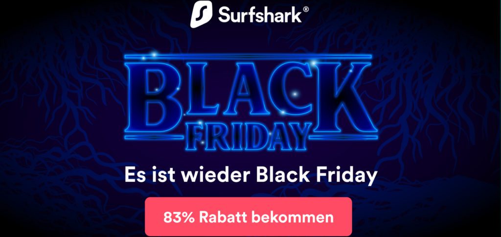Surfshark Black Friday Deal: Use VPN on all devices for two years at a great discount. A total of only 1,91 euros for redirecting the data traffic and encrypting the IP.