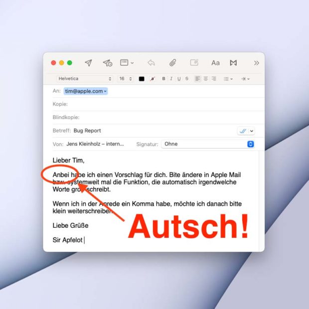 Disable automatic capitalization on the Mac