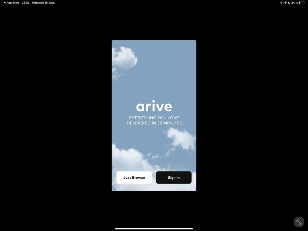 This is what the Arive app looks like on my iPad Pro - unfortunately a lot of black and little app, which is due to the lack of optimization for iPadOS.