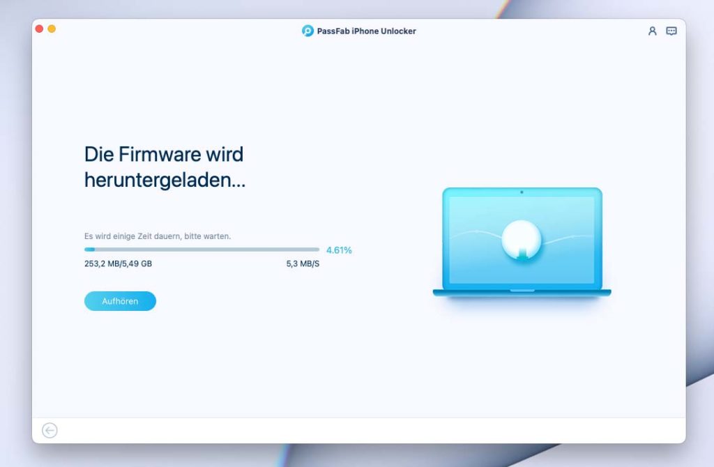 Der Download kann einige Minuten dauern, dass die Firmaware in der Regel mehrere Gigabyte groß ist.