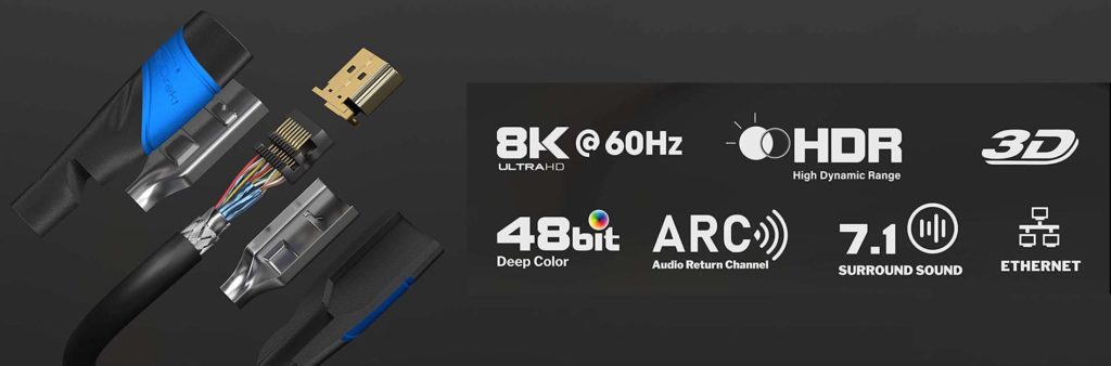 Das günstige HDMI Kabel von KabelDirekt unterstützt schon 8K bei 60 Hz und 3D-Fernsehen (Foto: Amazon).