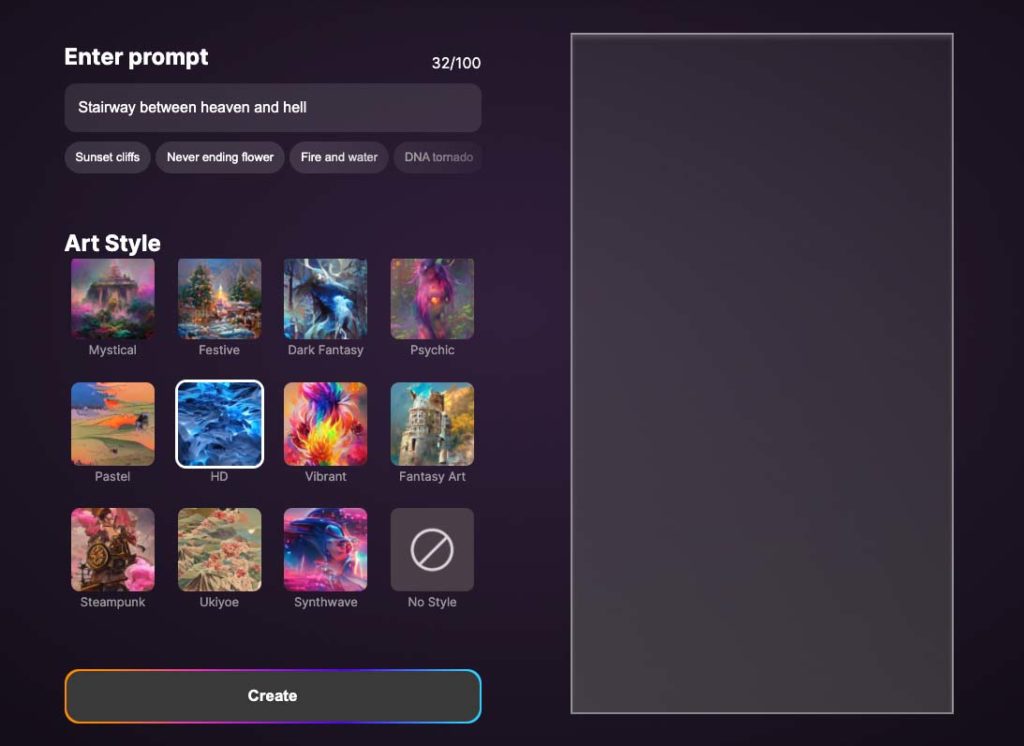 Peindre avec une IA et l'application Wombo AI - cela peut être aussi simple que cela.