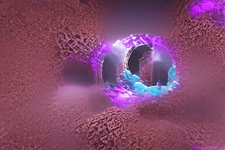 Image 2 : Après 50 itérations, il s'est passé beaucoup de choses et vous pouvez voir une sorte de portail du Nether de Minecraft.