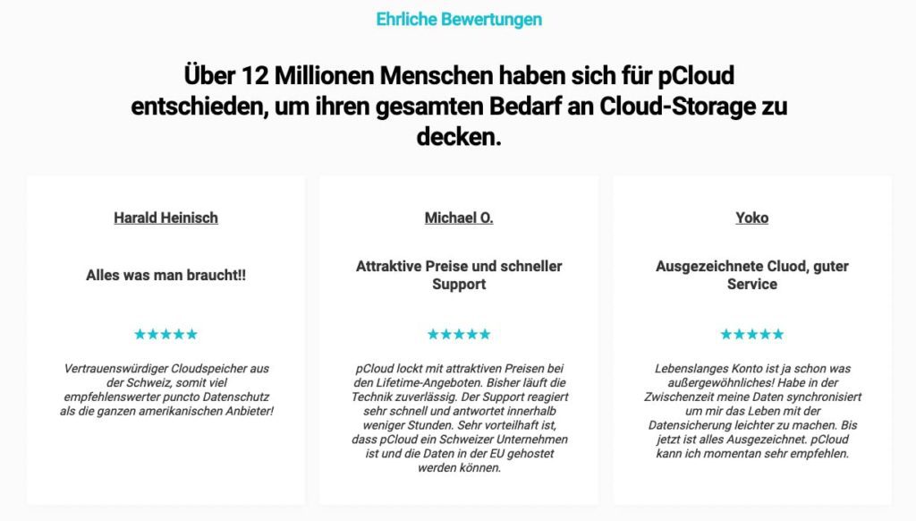 Customers are also enthusiastic about pCloud, as can be seen from the positive reviews.