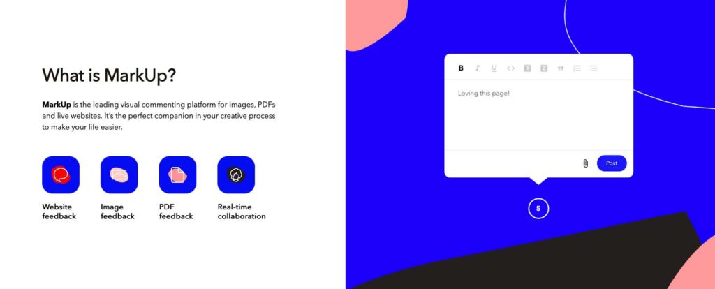 Markup.io es mi elección del KW05: con esta herramienta puede agregar anotaciones a sitios web, archivos PDF o gráficos, gratis y en línea.