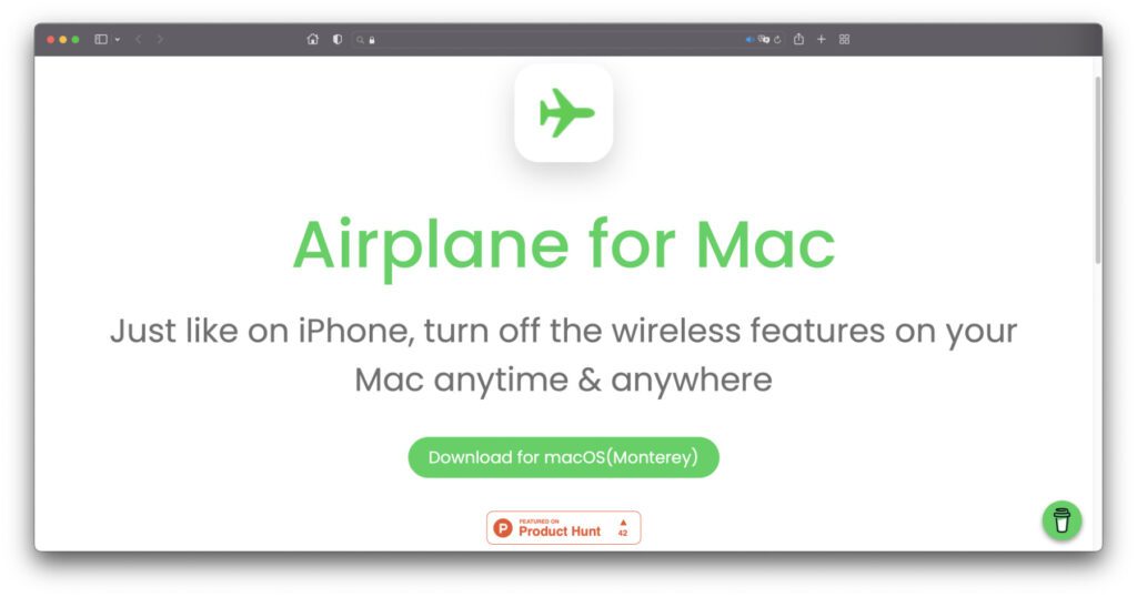Auf der Webseite zur Airplane for Mac App findet ihr ohne viel Schnickschnack den kostenlosen Download für Systeme ab macOS 12 Monterey.