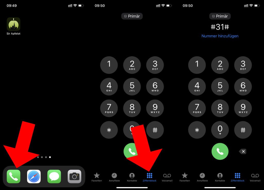 Hide the phone number on the Apple iPhone and call anonymously, this is also possible using the GSM code #31#. If you don't want to suppress your number but actually want to send it, use *31#.