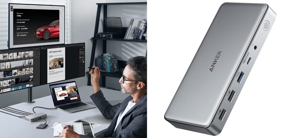 In addition to USB sticks, external hard drives, mouse, keyboard, printer, scanner and co., you can use your M1 MacBook from Apple thanks to the Anker 563 10-in-1 USB-C station via