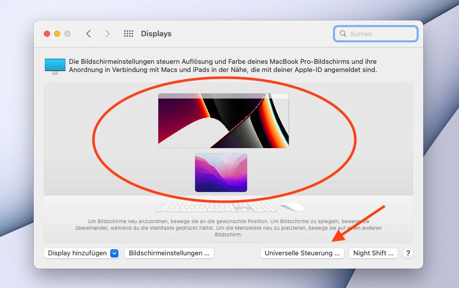 Il modo per organizzare Mac e iPad può essere trovato in Preferenze di Sistema e poi Display.