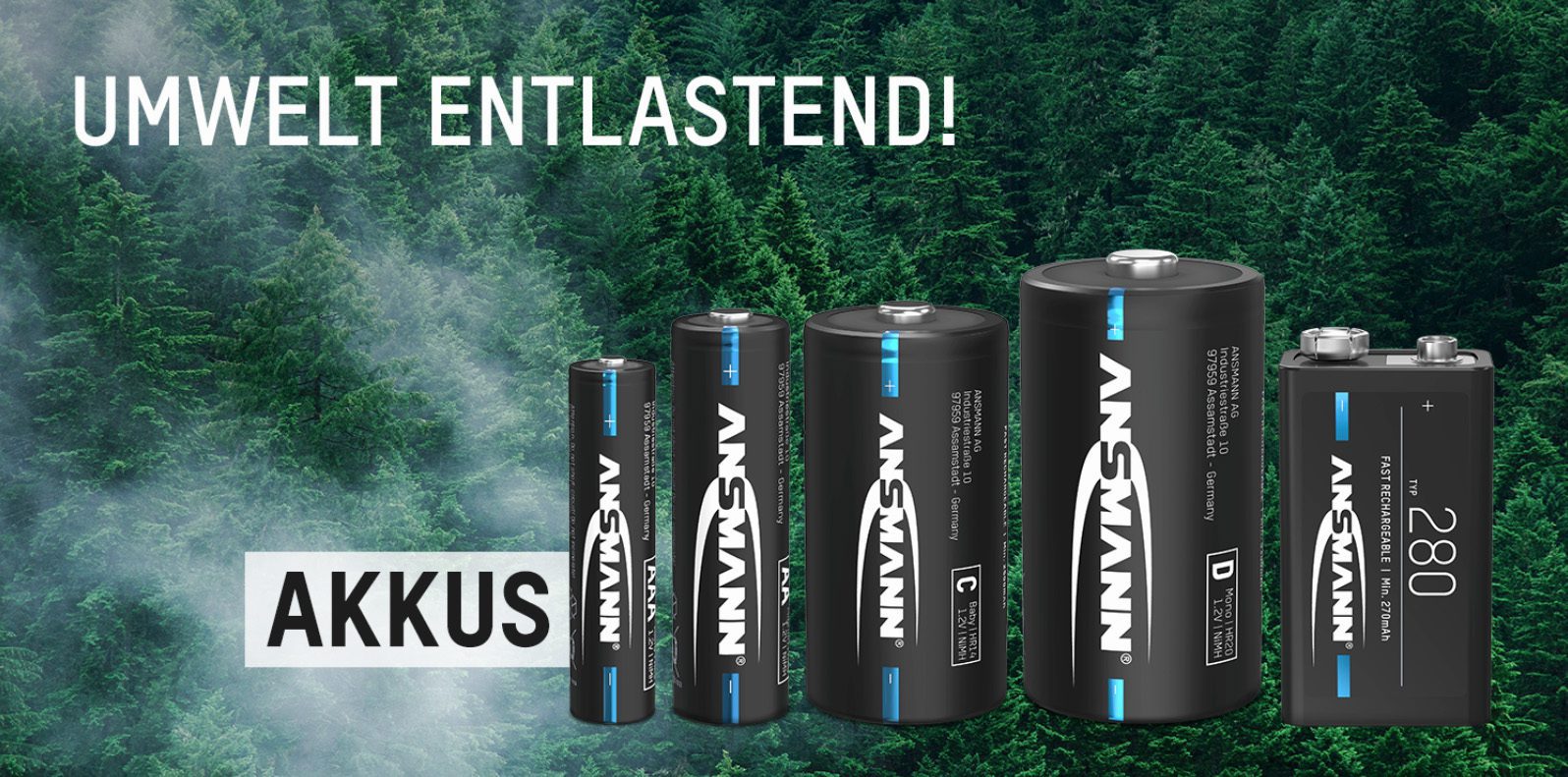 Durch die Verwendung von Akkus spart man viele Batterien, da sich Akkus über 500 mal wiederaufladen lassen. Damit entlastet man die Umwelt und spart neben bei auch Geld (Foto: Ansmann).