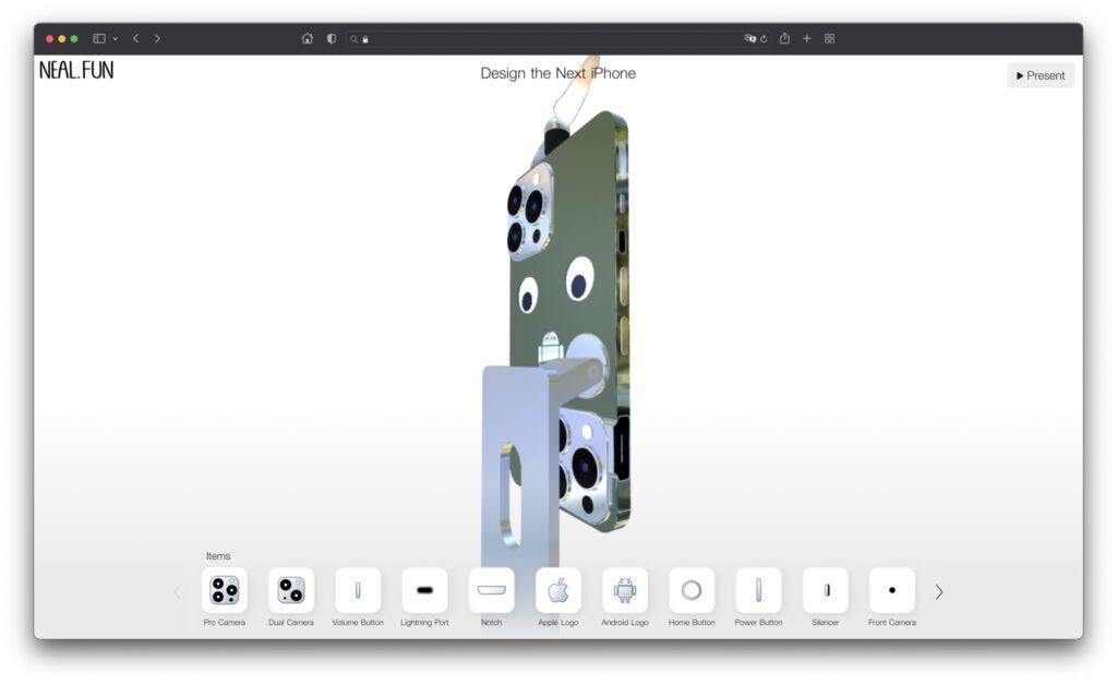Con "Diseña el próximo iPhone" puedes implementar tus propias ideas para el próximo teléfono inteligente de Apple. ¿Por qué no duplicar el número de cámaras Pro, un logotipo de Android y un