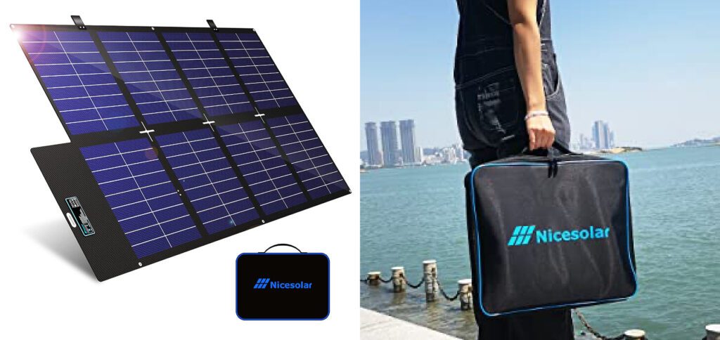 Nicesolar offers foldable solar panels for mobile power stations, laptops, smartphones and more. Up to 200 W of power for charging portable power storage is possible. The portable solar panels offer connections for various mobile power storage devices as well as USB-C and USB-A.