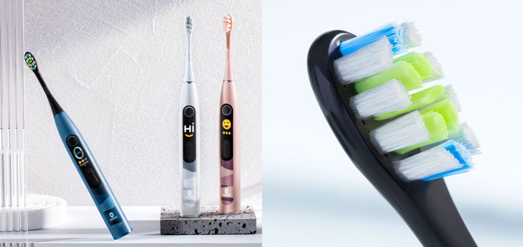The Oclean X10 electric toothbrush is available in different colors and with efficiently cleaning interchangeable heads. More details and current discount codes can be found here.