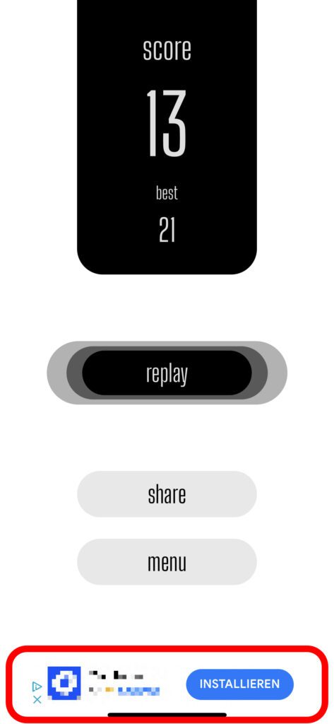 Se utilizzi l'app come download gratuito dall'App Store, troverai pubblicità nel menu accanto alle impostazioni e alla condivisione del punteggio più alto.