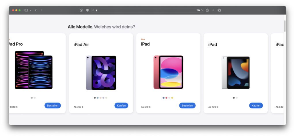 How can you tell the Apple iPad models apart? Which iPad is right for me? You can get some information about the current versions of the iPad, iPad Air, iPad mini and iPad Pro from Apple here. I also have a tip for a quick comparison.