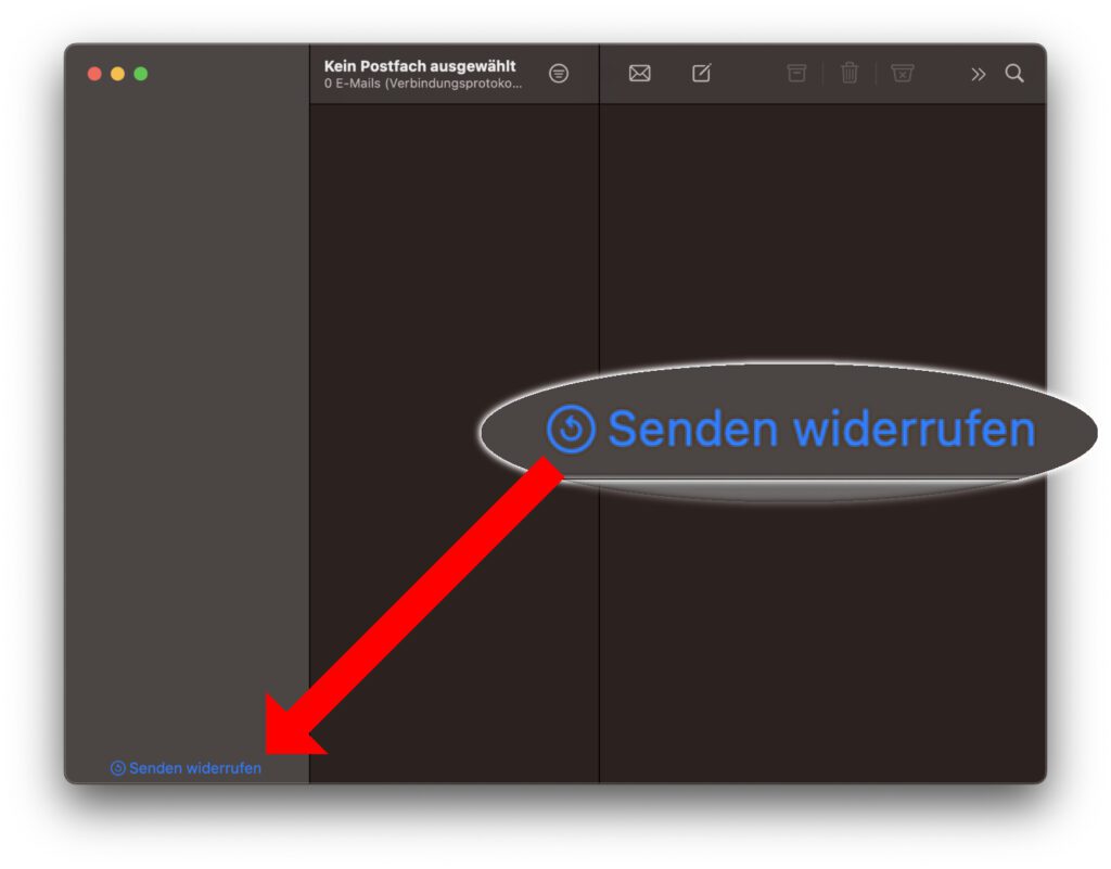 After sending an e-mail, you can revoke the sending by clicking on the corresponding note in the program window.
