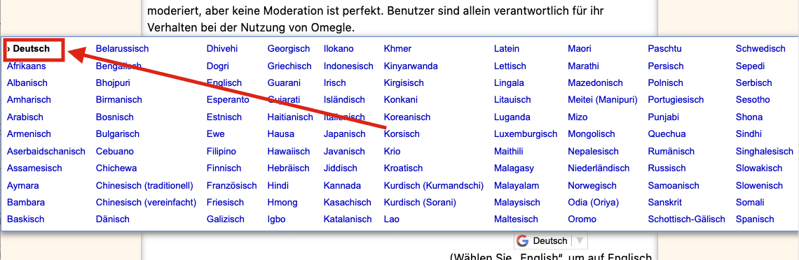 Ich habe mir in der Sprachauswahl erst schwer getan, Deutsch zu finden … bis ich gemerkt habe, dass es ganz nach vorne sortiert wurde.