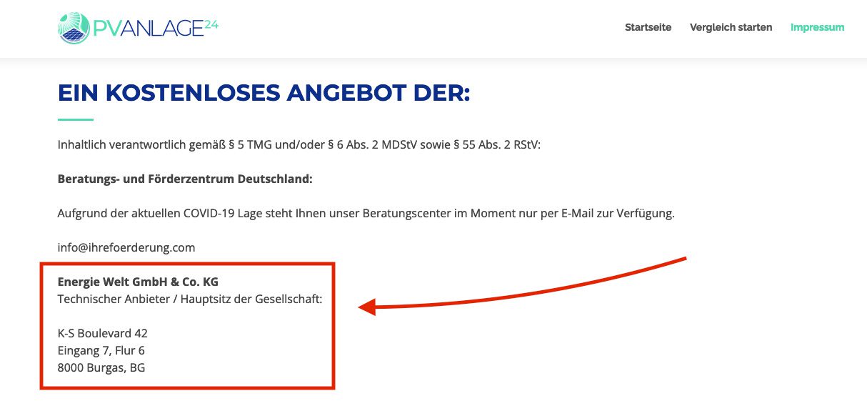 Der Firmensitz im Impressum sagt schon viel über die Seriosität eines Unternehmens aus und bietet Informationen für die weitere Recherche.