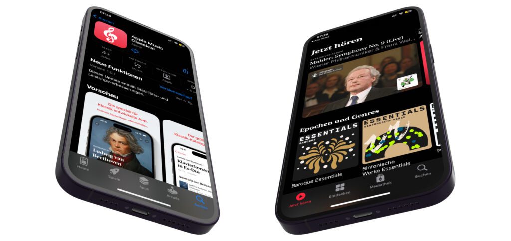 Od dzisiaj można pobrać aplikację Apple Music Classical z oficjalnego sklepu z programami na iPhone'a. Istnieją różne sugestie, listy odtwarzania i wyselekcjonowane treści, ale także epoki, gatunki, instrumenty i inne kategorie do własnego wyszukiwania. Tutaj masz pierwszy wgląd.