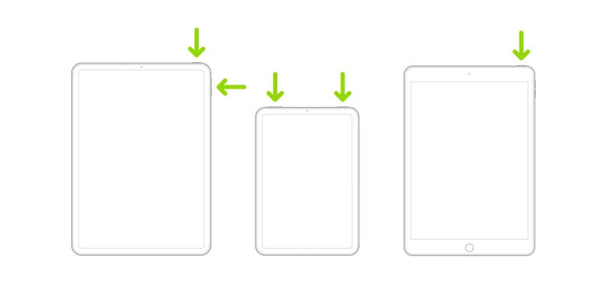 Hier ist eine kleine Anleitung von Apple, die zeigt, wo man beim iPad lange drücken muss, damit es ausgeschaltet werden kann (Grafik: Apple).