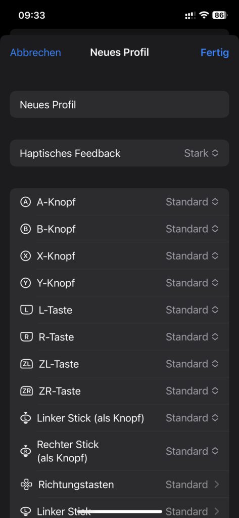 Auch am iPhone könnt ihr ab der aktuellsten iOS-Version die Tasten, Sticks und Knöpfe von Gamepads remappen. So sieht das aus.