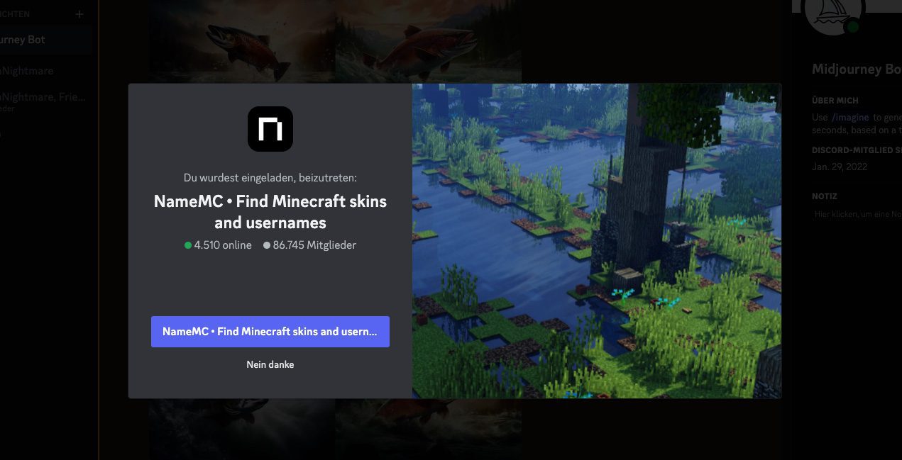 NameMC bietet auch einen DIscord-Server an, auf dem sich die Nutzer treffen und austauschen können.