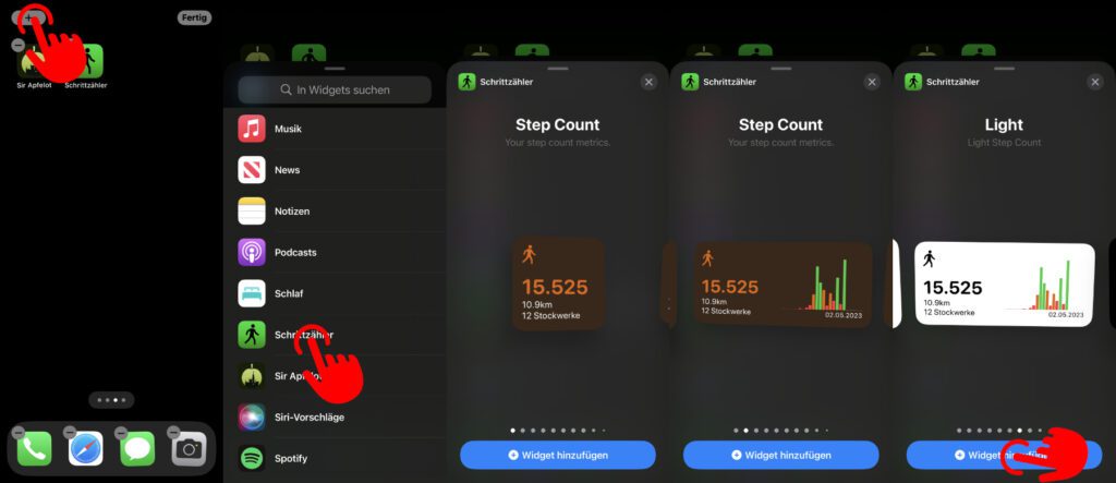 Für dem Home-Bildschirm gibt Widgets mit unterschiedlichem Informationsgehalt und Design.