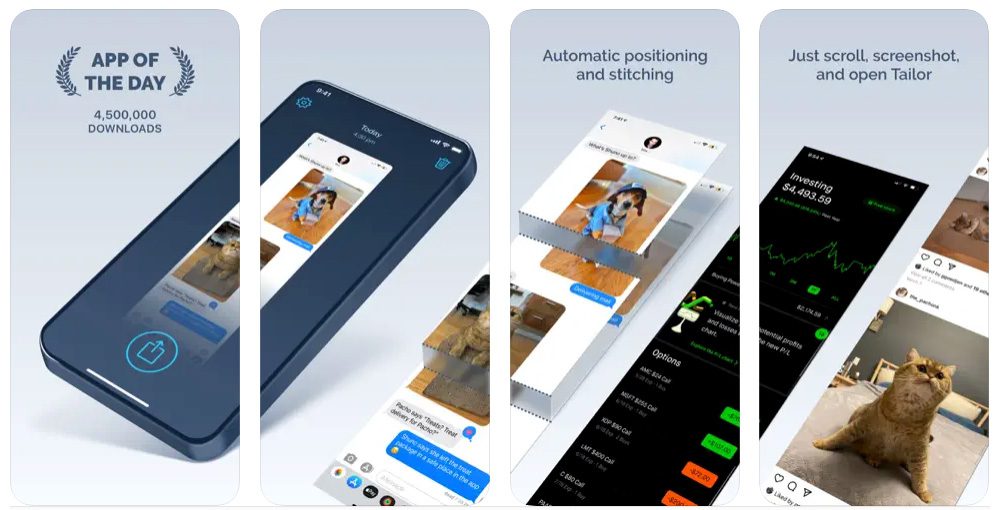 Die Tailor-App ermöglicht das Zusammensetzen von vielen Teil-Screenshots zu einem großen.