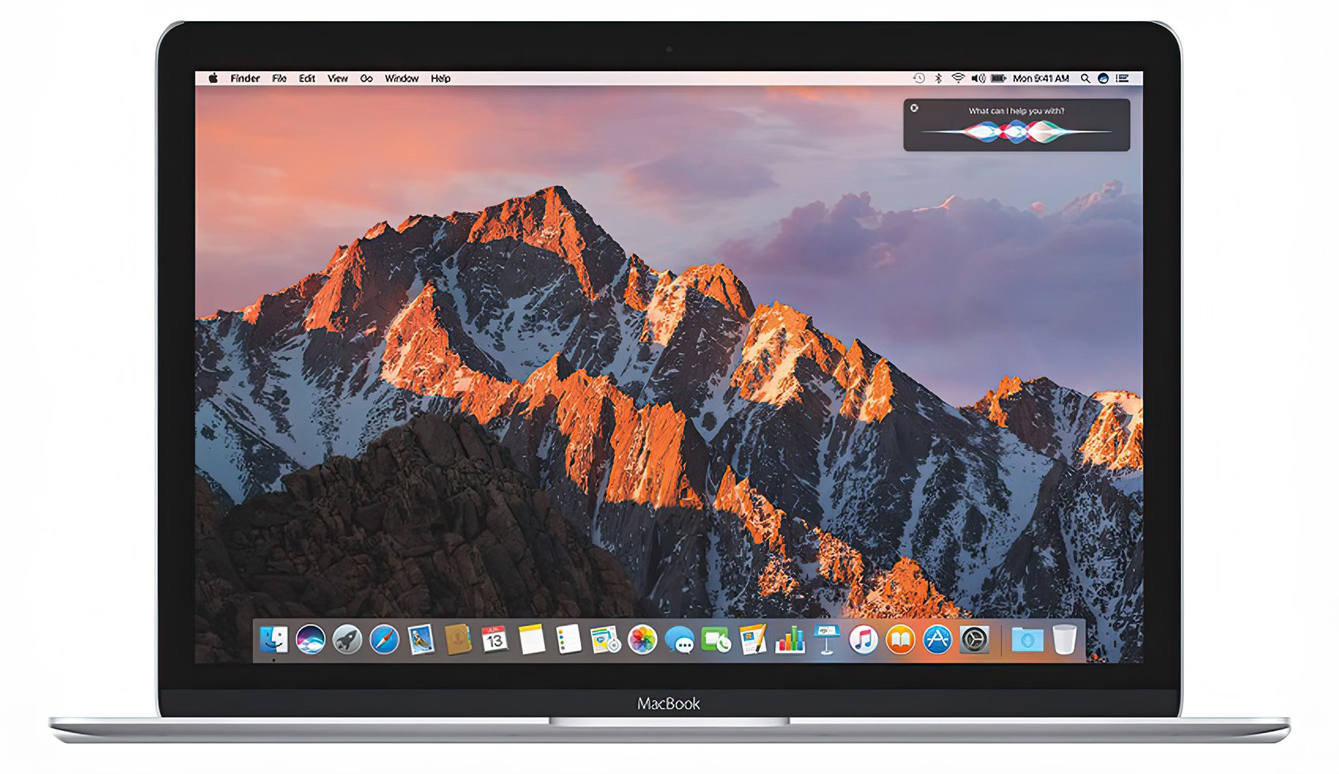 Der Desktop von macOS Sierra zeigt oben rechts die Integration von Siri.