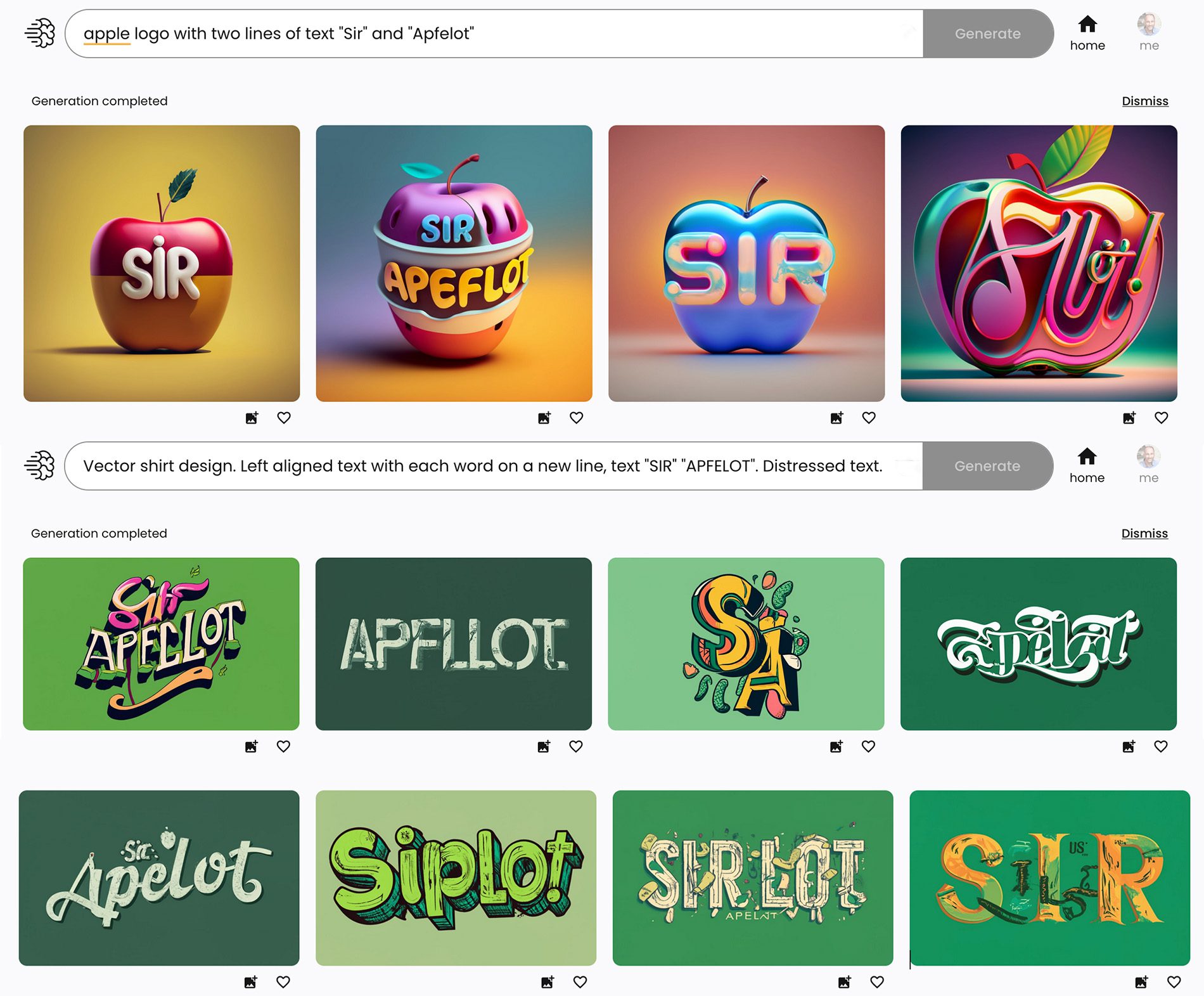 Man sieht, dass Ideogram noch in der Alpha- oder Beta-Version steckt: Bei meinen Tests mit "Sir Apfelot" kam nicht einmal ein Logo raus, bei dem der Text richtig geschrieben wurde.