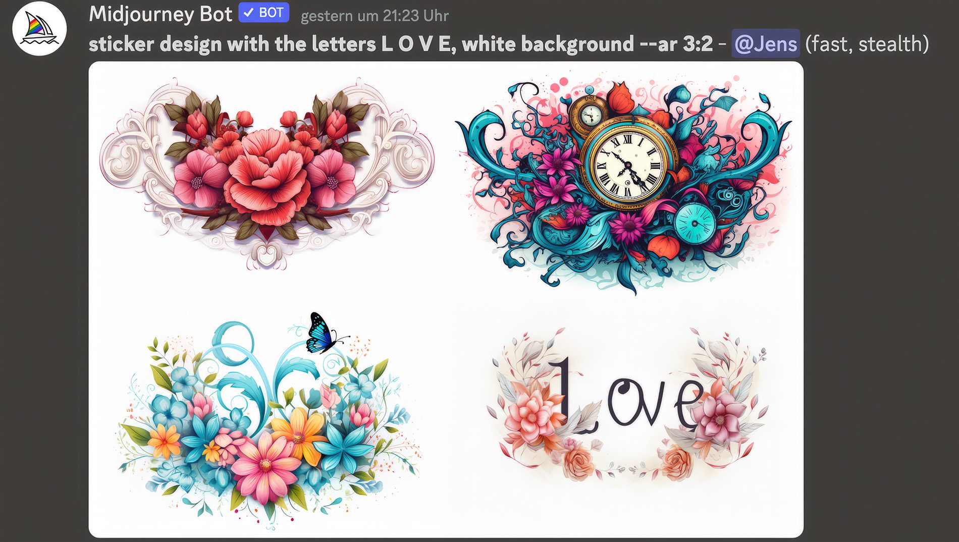 Midjourney und Typografie sind zwei Worte, die man aktuell nicht wirklich zusammenbringt. Mit viel Glück schafft man mal ein bekanntes Wort wie "Love", aber meistens versagt die Bild-KI auf breiter Front.