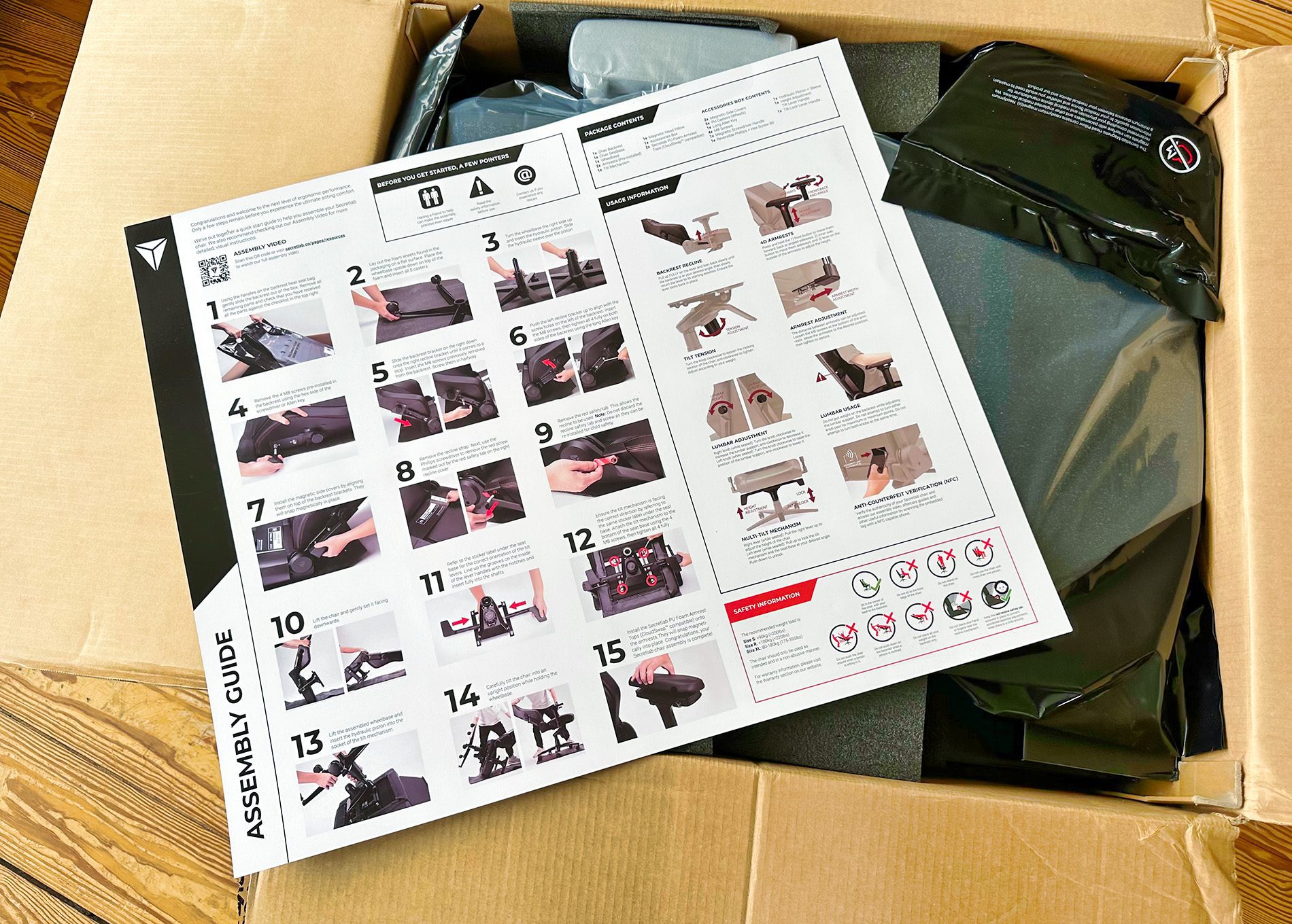 In der Verpackung wird man direkt von einer riesigen Anleitung begrüßt, die auch wirklich gut erklärt, wie der Aufbau funktioniert.