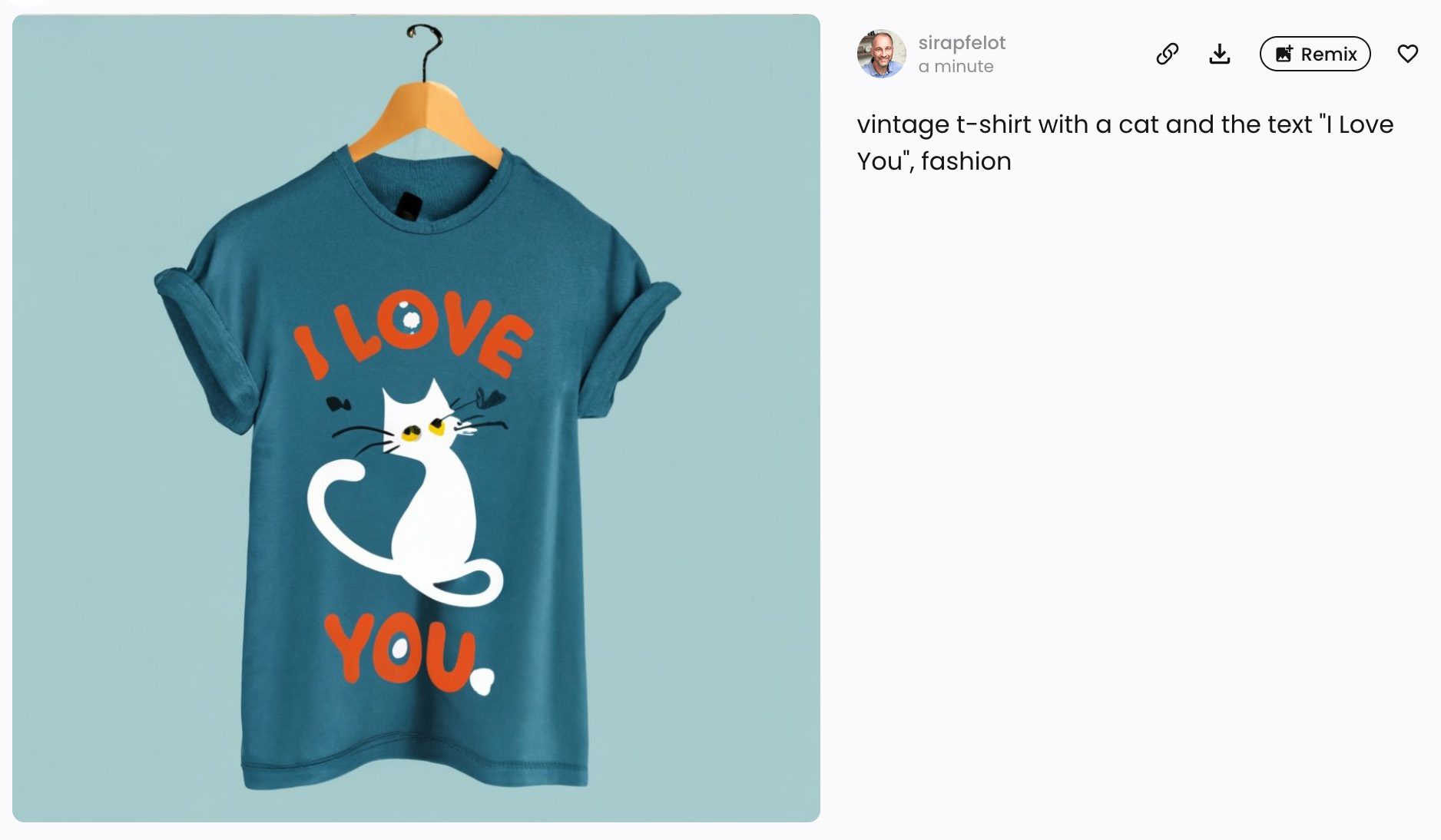 Mit dem Zusatz "Fashion" im Prompt bekommt man oft Designs die schon in Mockups mit T-Shirts eingebaut sind.