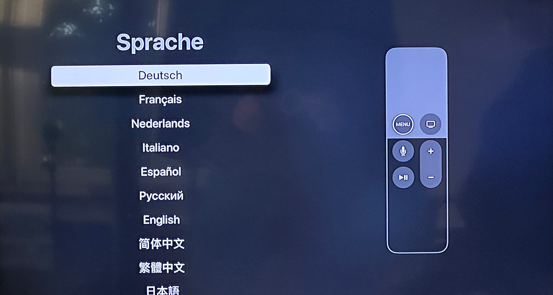 So sieht es aus, wenn man den Apple TV zurückgesetzt hat.