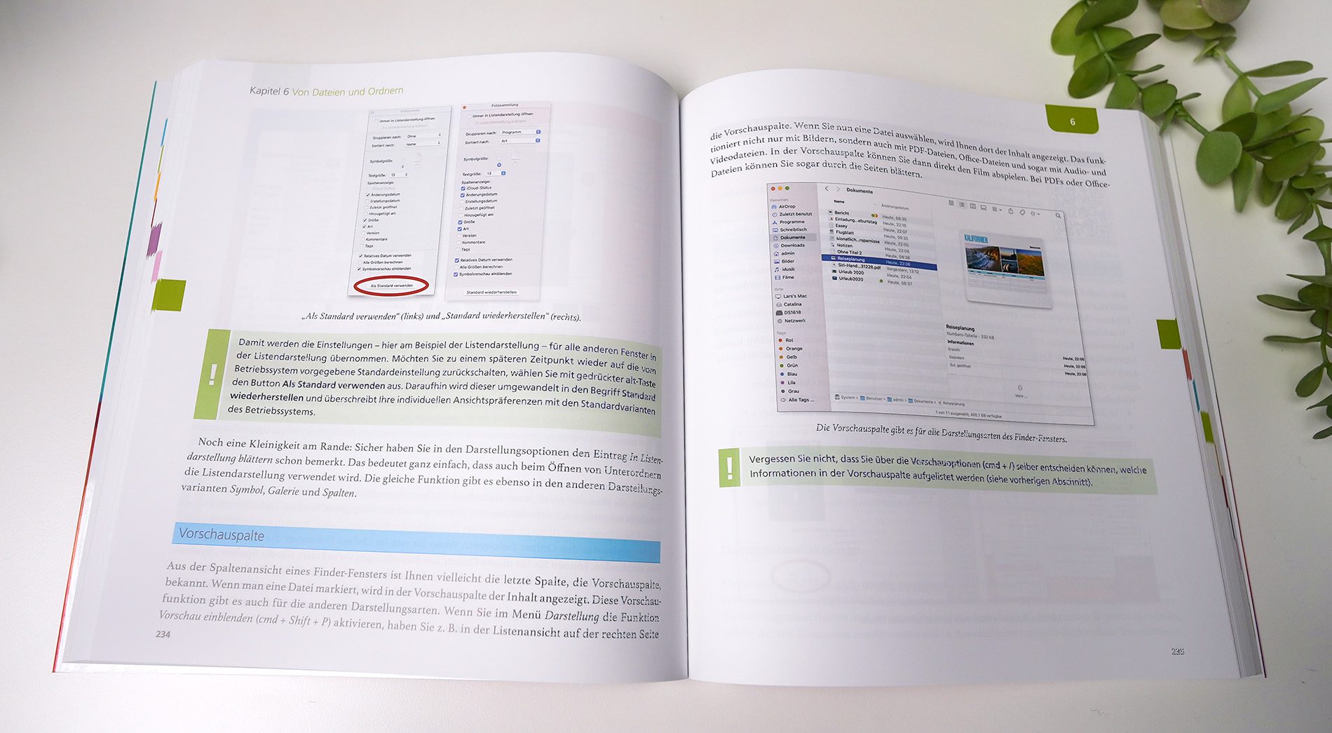 Die blau und grünb hinterlegten Kästchen mit Tipps und Hinweisen sind eine schöne Auflockerung zwischendurch.