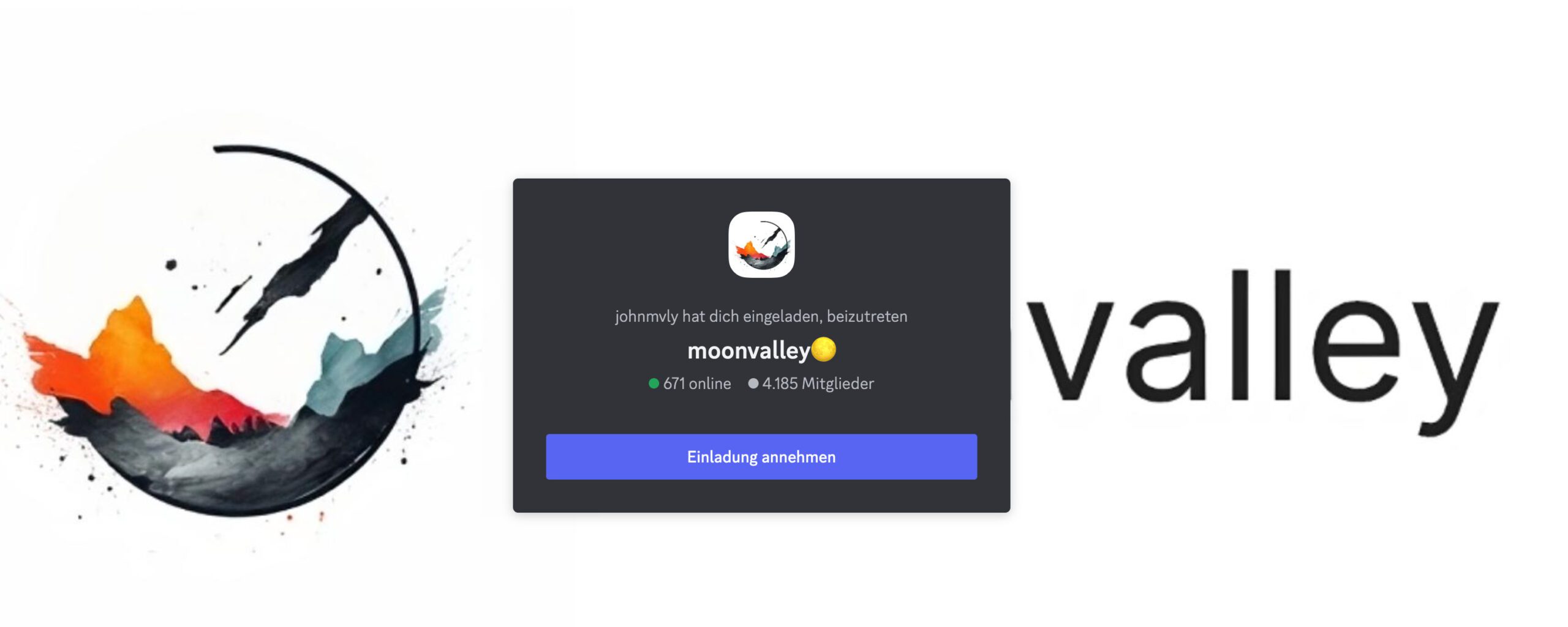 Möchte man Moonvalley ausprobieren, wird man über den Button zu deren Discord-Server eingeladen.