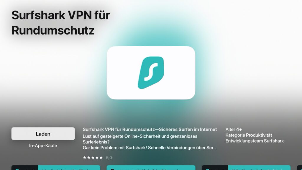 Ab sofort könnt ihr die App des Surfshark VPN direkt aus dem Apple TV App Store herunterladen.