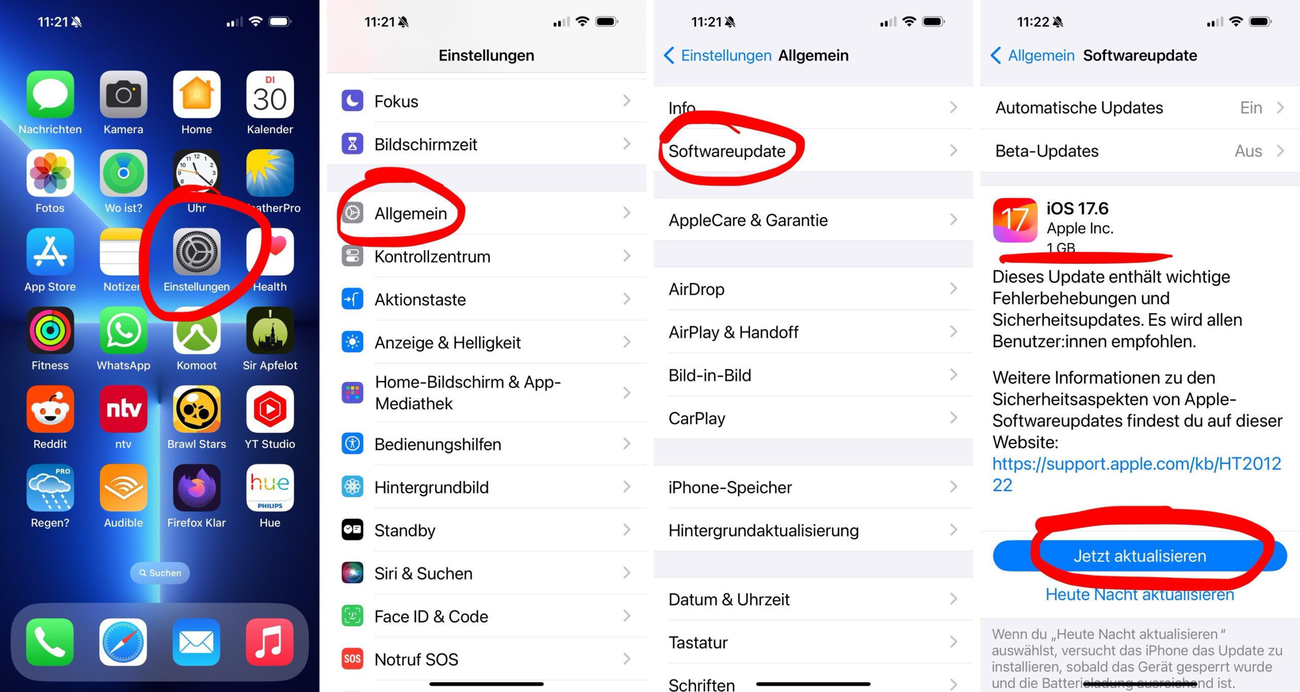 iOS Update Anleitung mit Screenshots