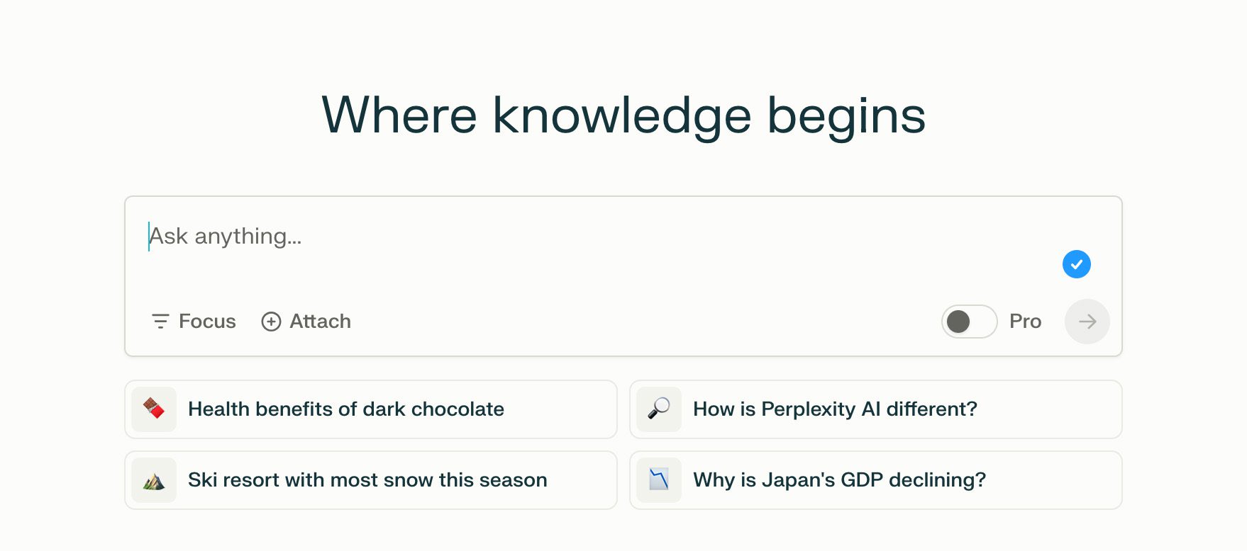 So sieht das Suchfeld bei Perplexity aus.